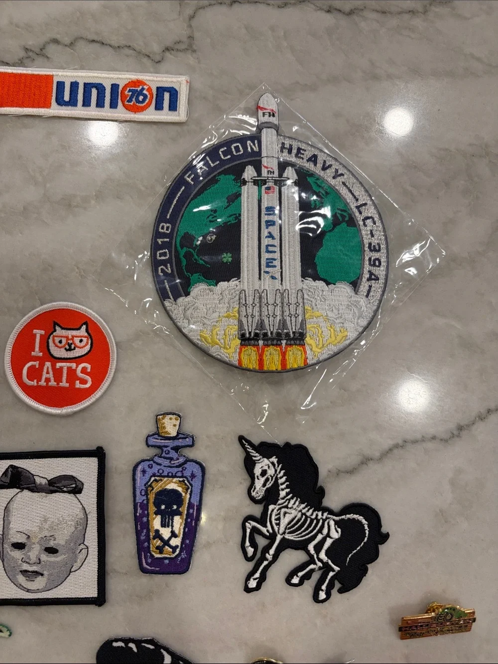 28 piece Assorted Iron-On Patches and Enamel Pins - Multi-Color Patch Collection